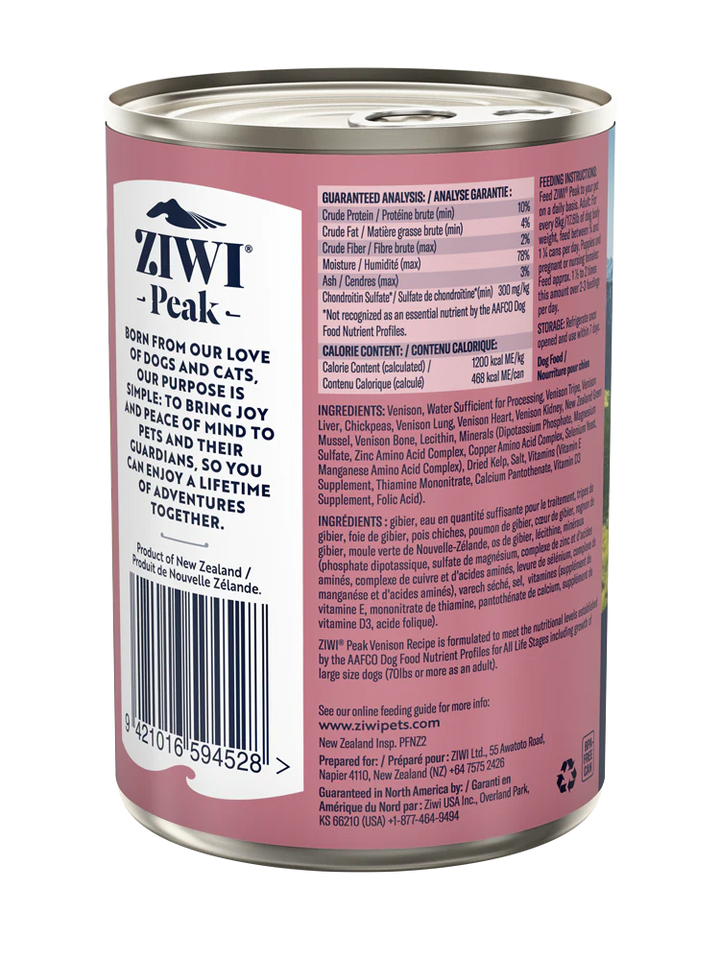 Ziwi Peak Dog Can Venison. 390g