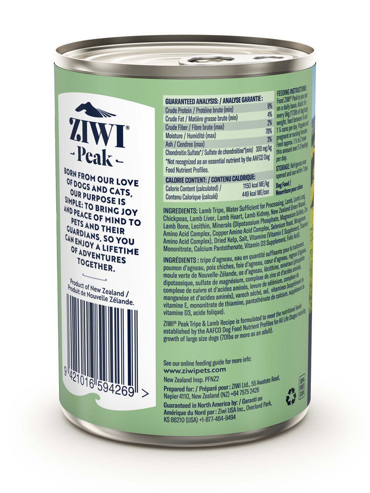 Ziwi Peak Dog Can Tripe & Lamb - 390g