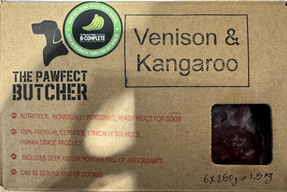 Pawfect Butcher. Raw Blend Box. Venison & Kangaroo. 6 x 250g portions