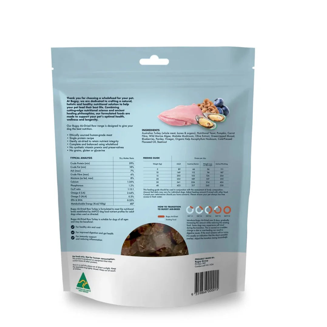 BUGSY Air-Dried Turkey - Complete & Balanced Diet For Dogs